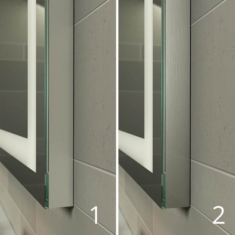 Seitenblende aus Aluminium eloxiert/matt und Edelstahl-Optik gebürstet