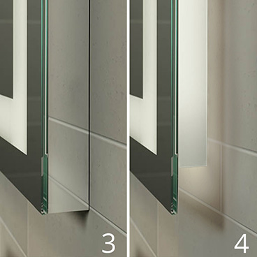 Seitenblende aus Alu Chrom-Optik glänzend poliert und lichtdurchlässige Seitenblende aus Kunststoff
